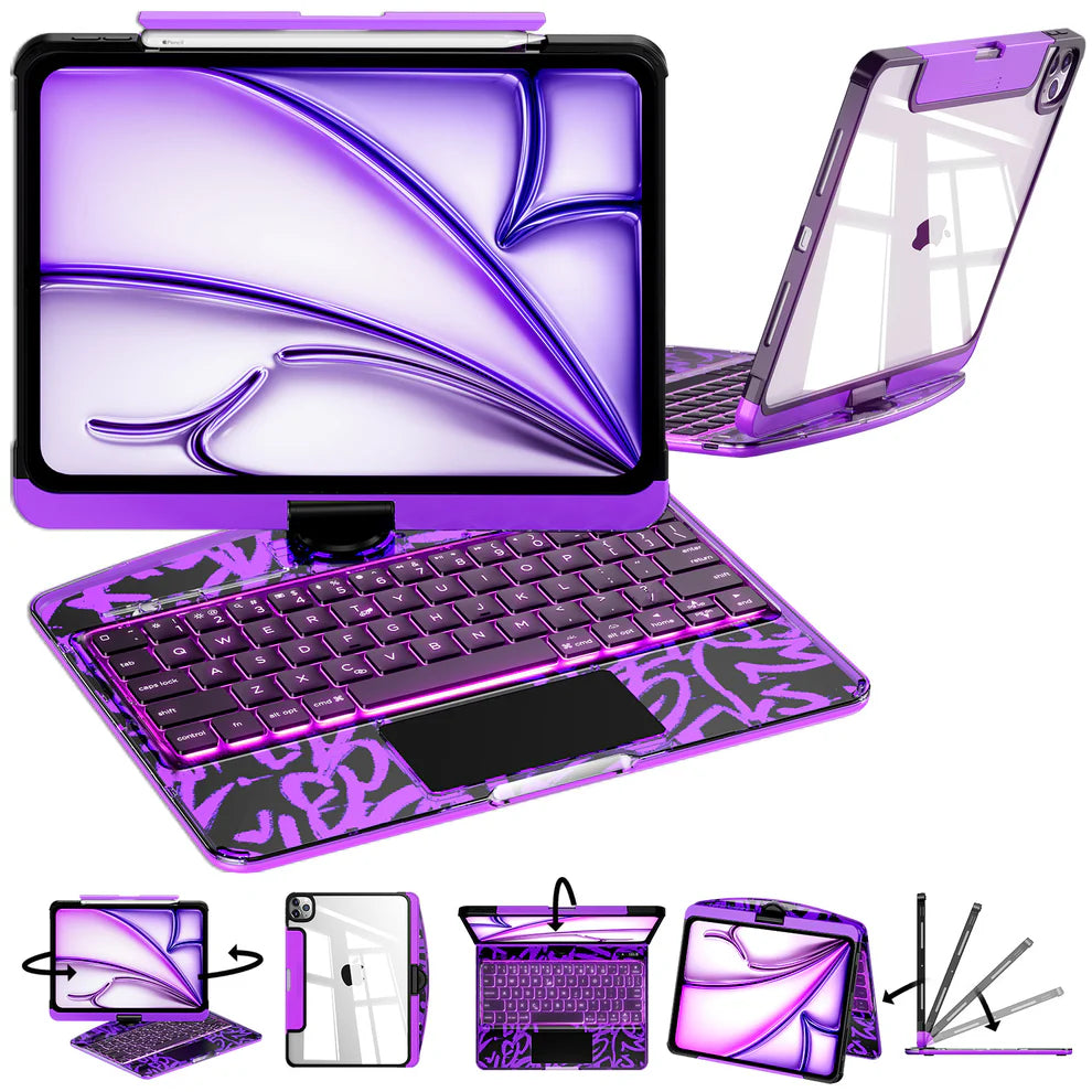 Solus Y2K Transparent Pink 360° Rotating iPad Keyboard Case