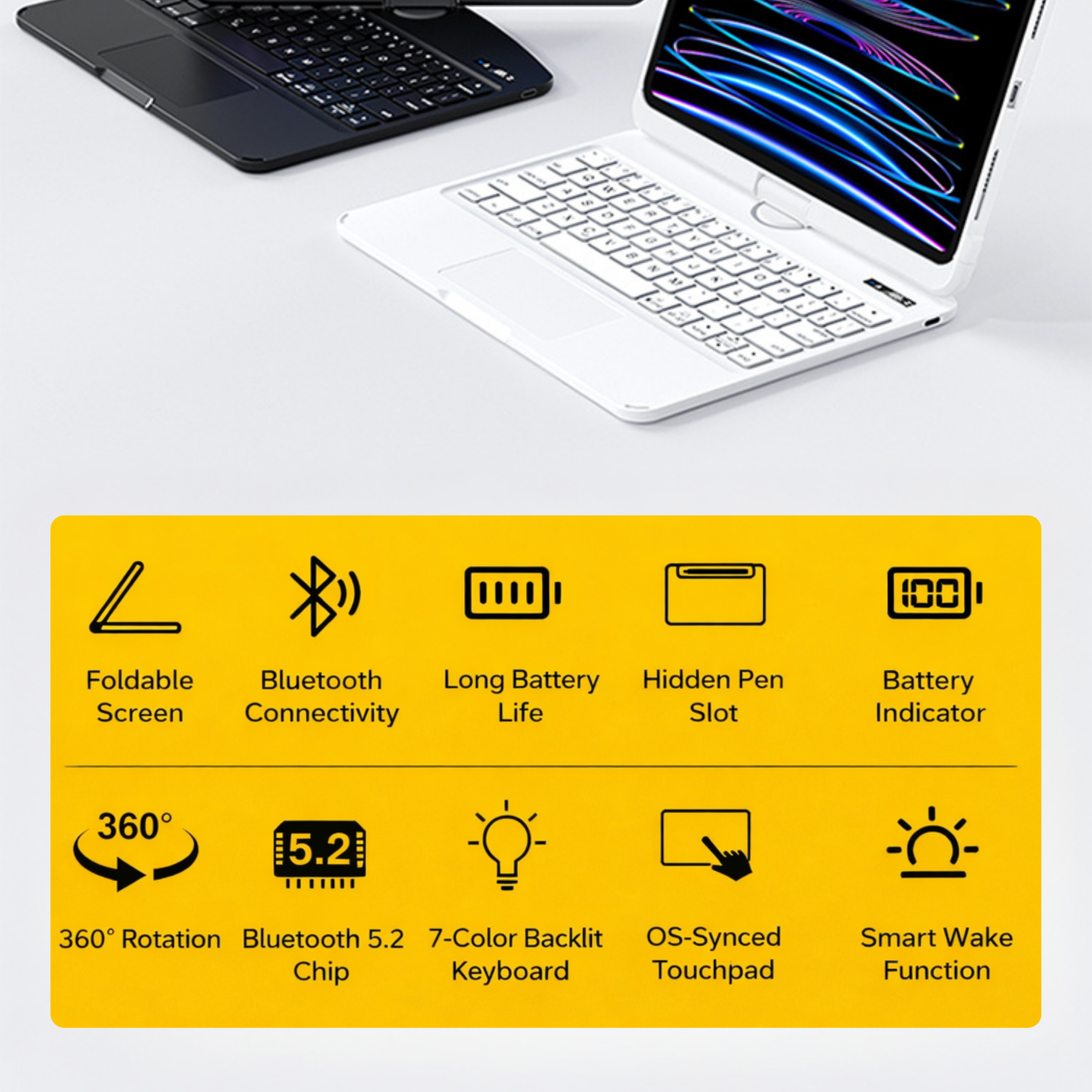 Solus White 360° Rotating iPad Keyboard Case