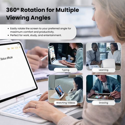 Solus White 360° Rotating iPad Keyboard Case