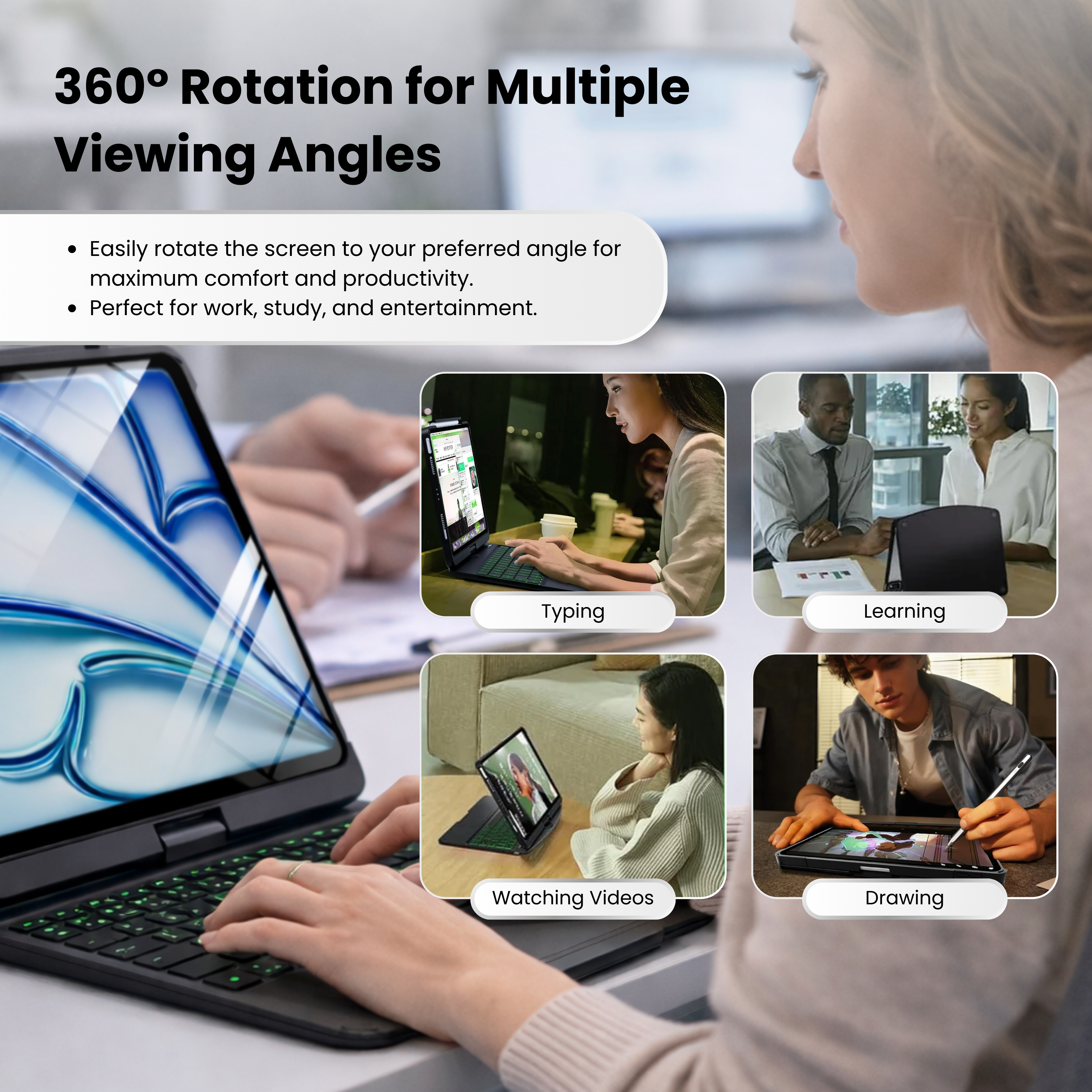 Solus Black 360° Rotating iPad Keyboard Case