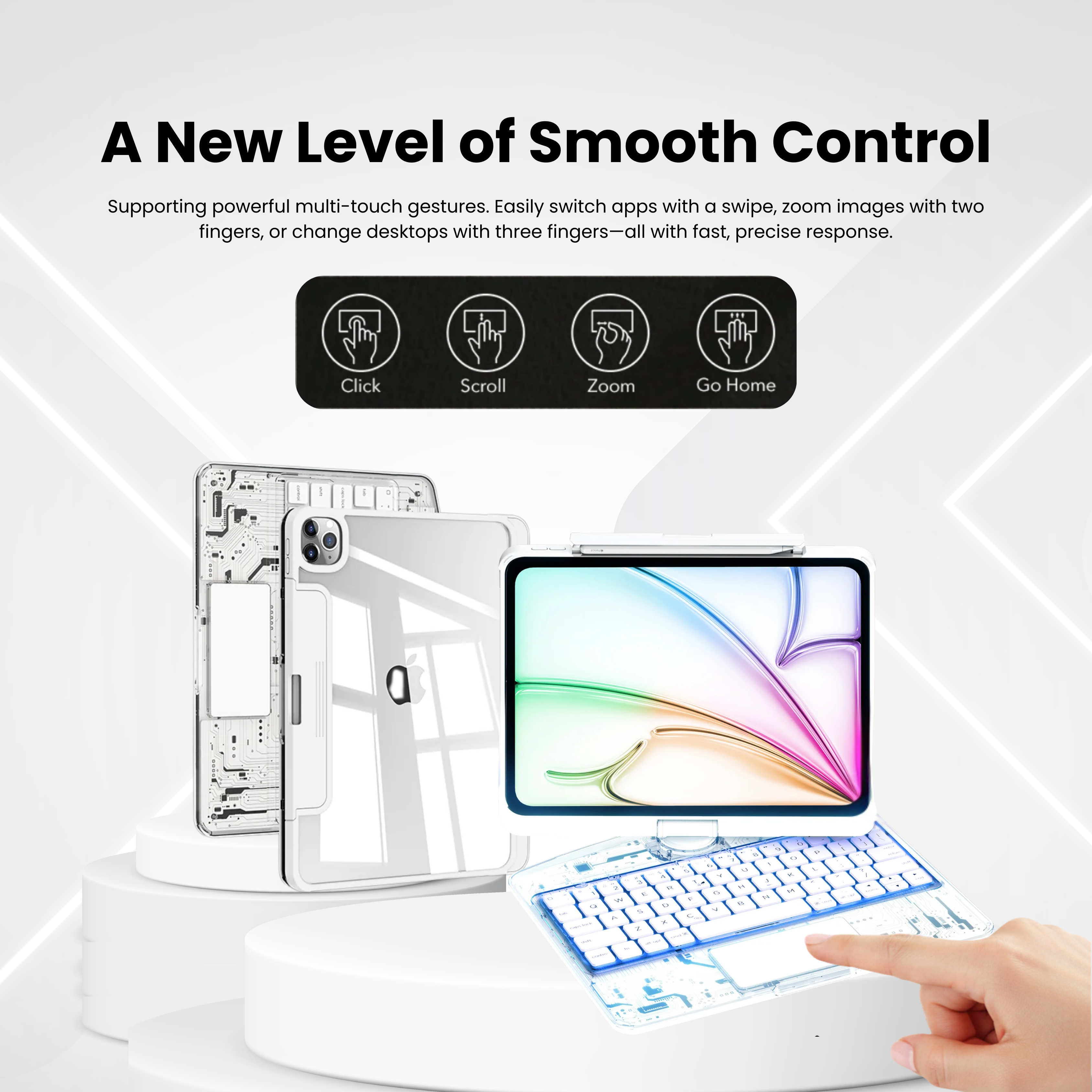 Solus Y2K Transparent White 360° Rotating iPad Keyboard Case