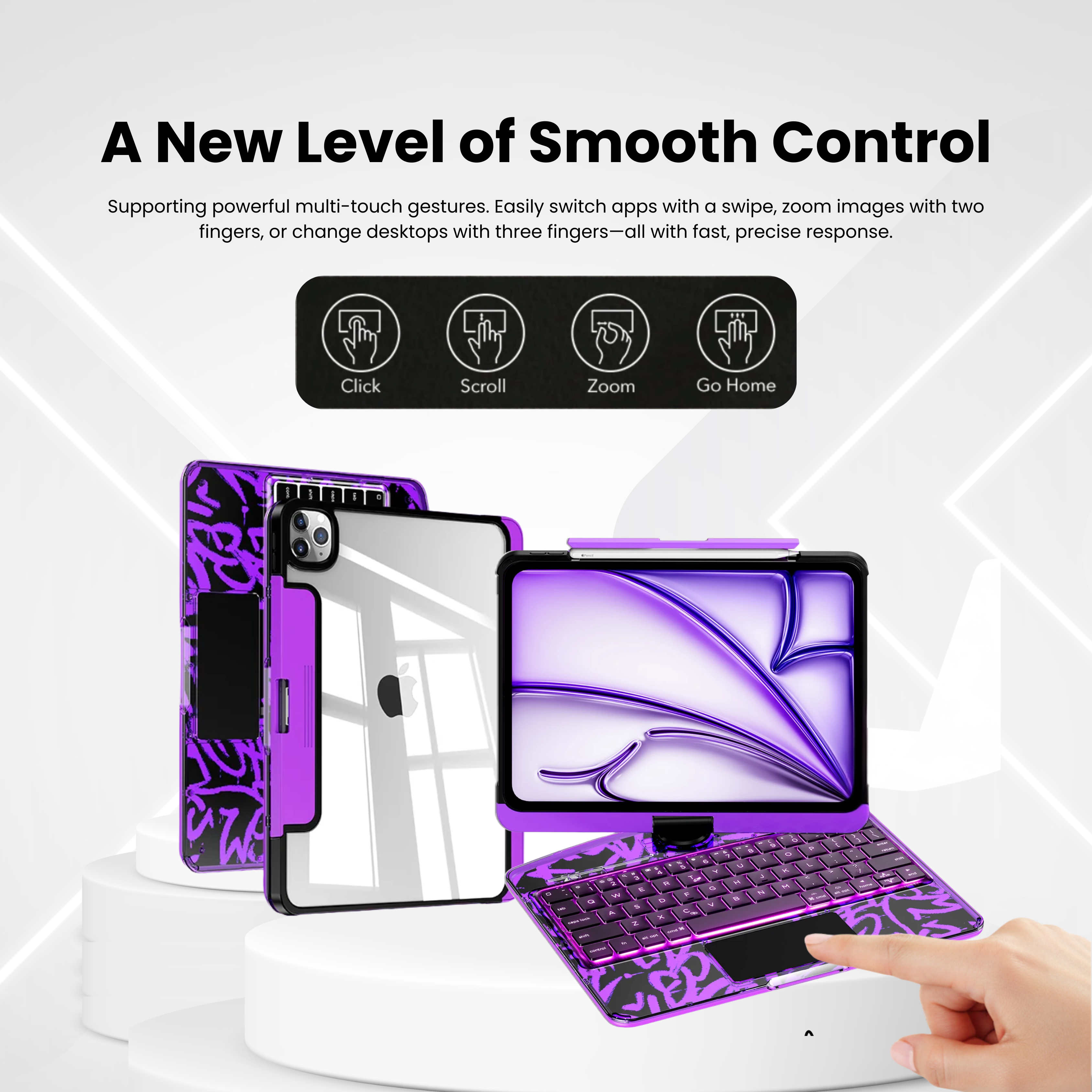 Solus Y2K Transparent Purple 360° Rotating iPad Keyboard Case