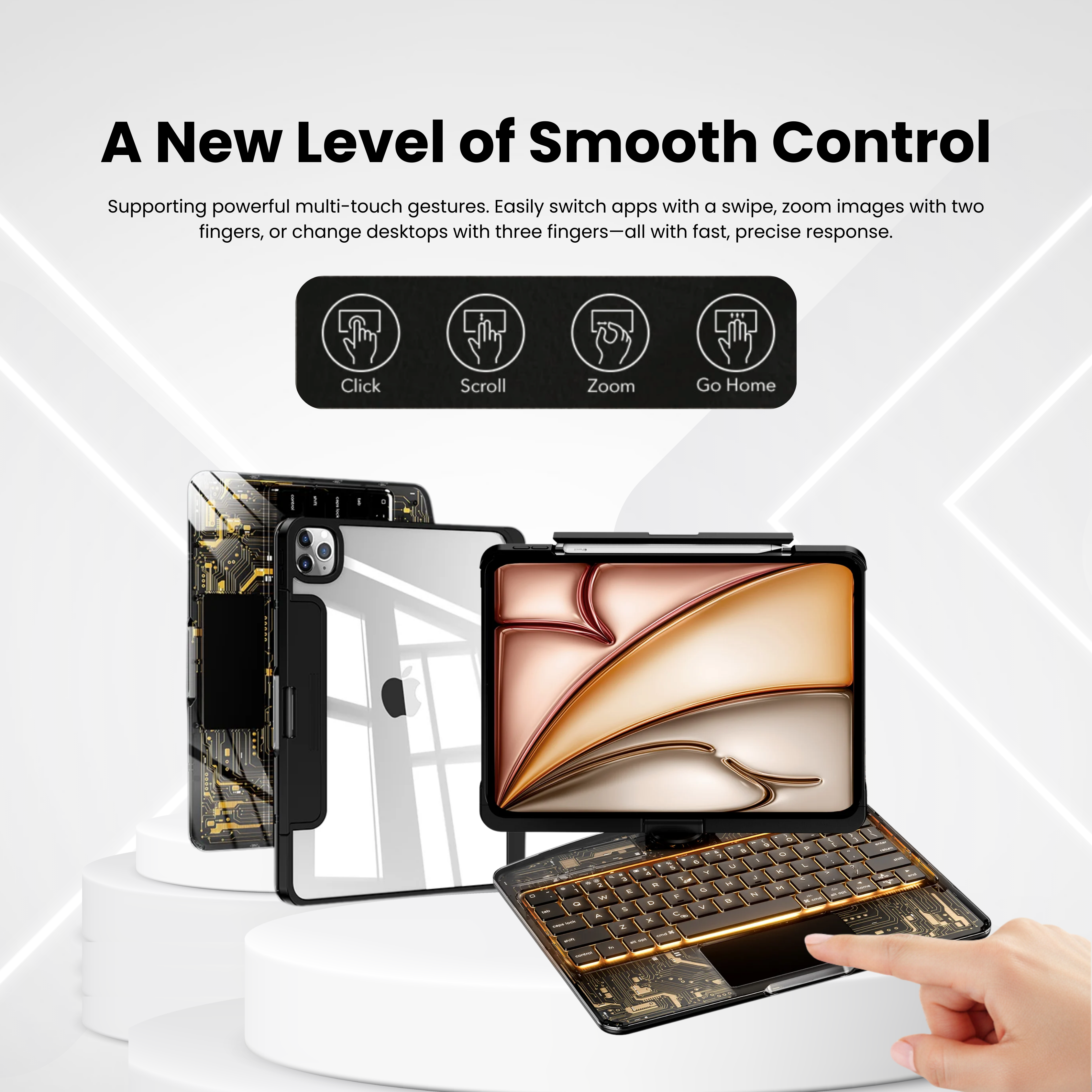 Solus Y2K Transparent Black 360° Rotating iPad Keyboard Case