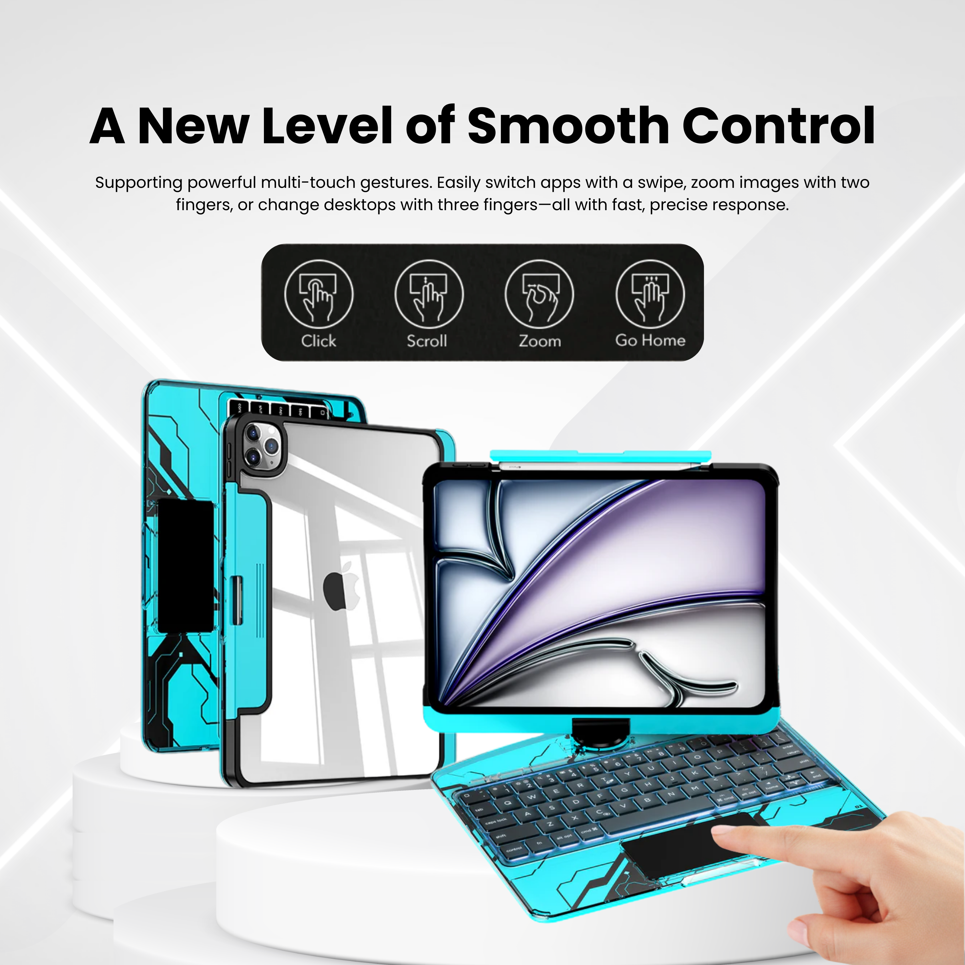 Solus Y2K Transparent Blue 360° Rotating iPad Keyboard Case