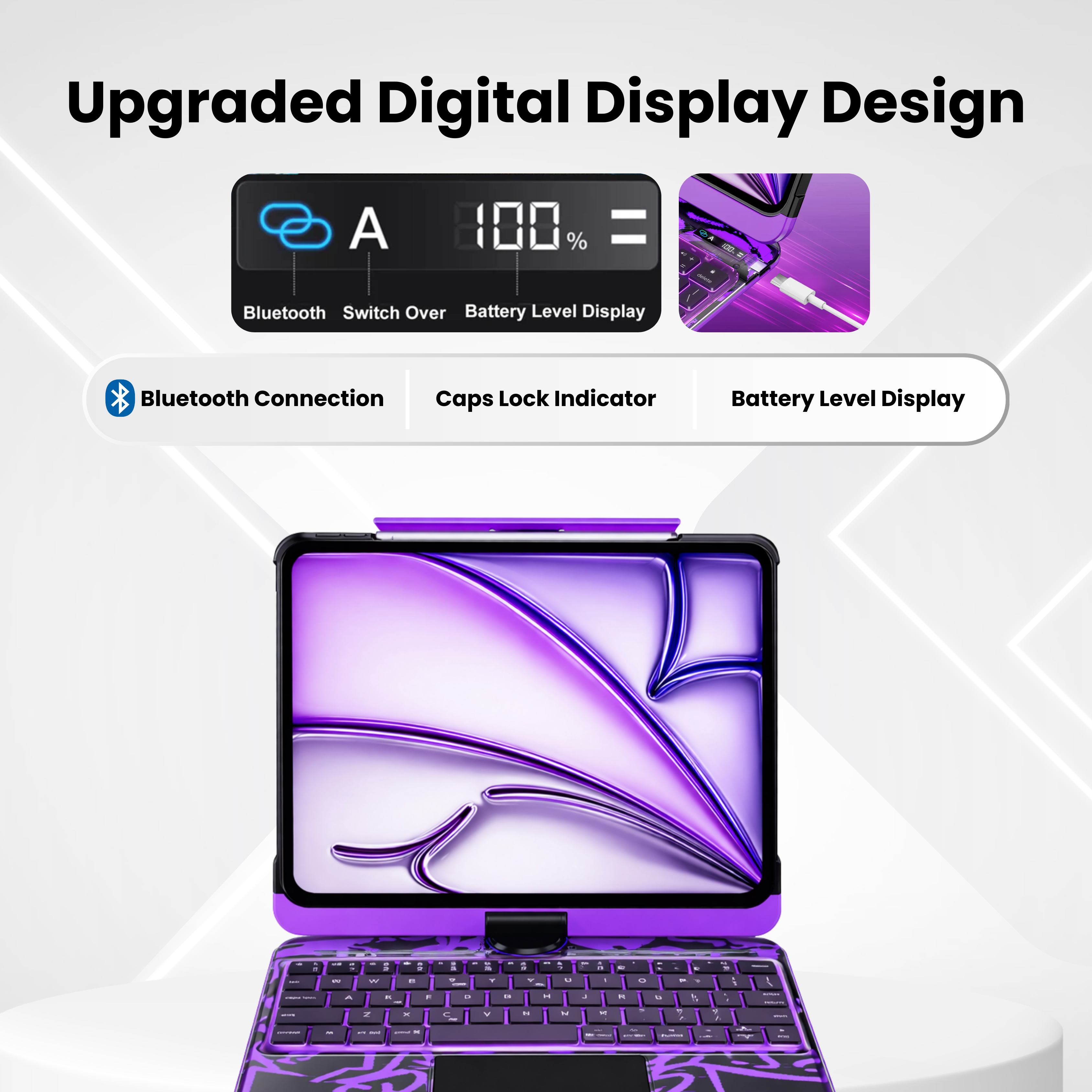 Solus Y2K Transparent Purple 360° Rotating iPad Keyboard Case