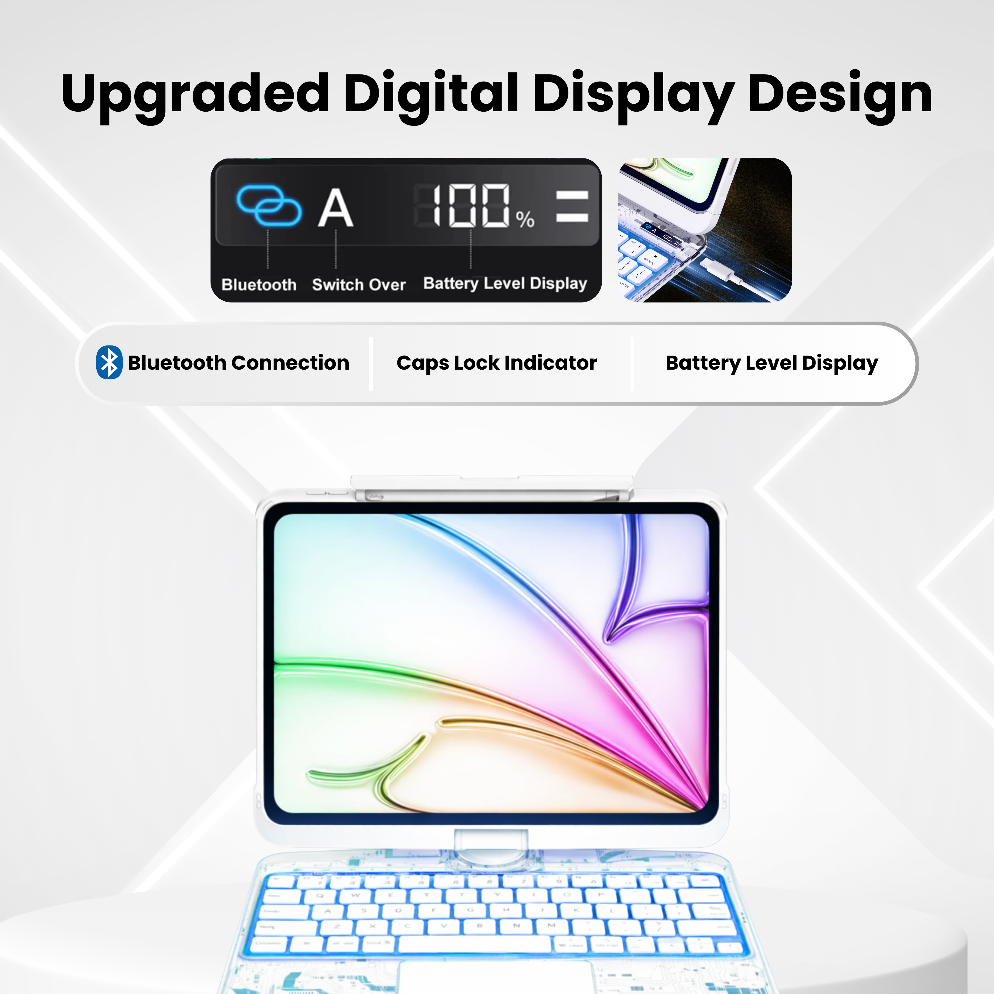 Solus Y2K Transparent White 360° Rotating iPad Keyboard Case