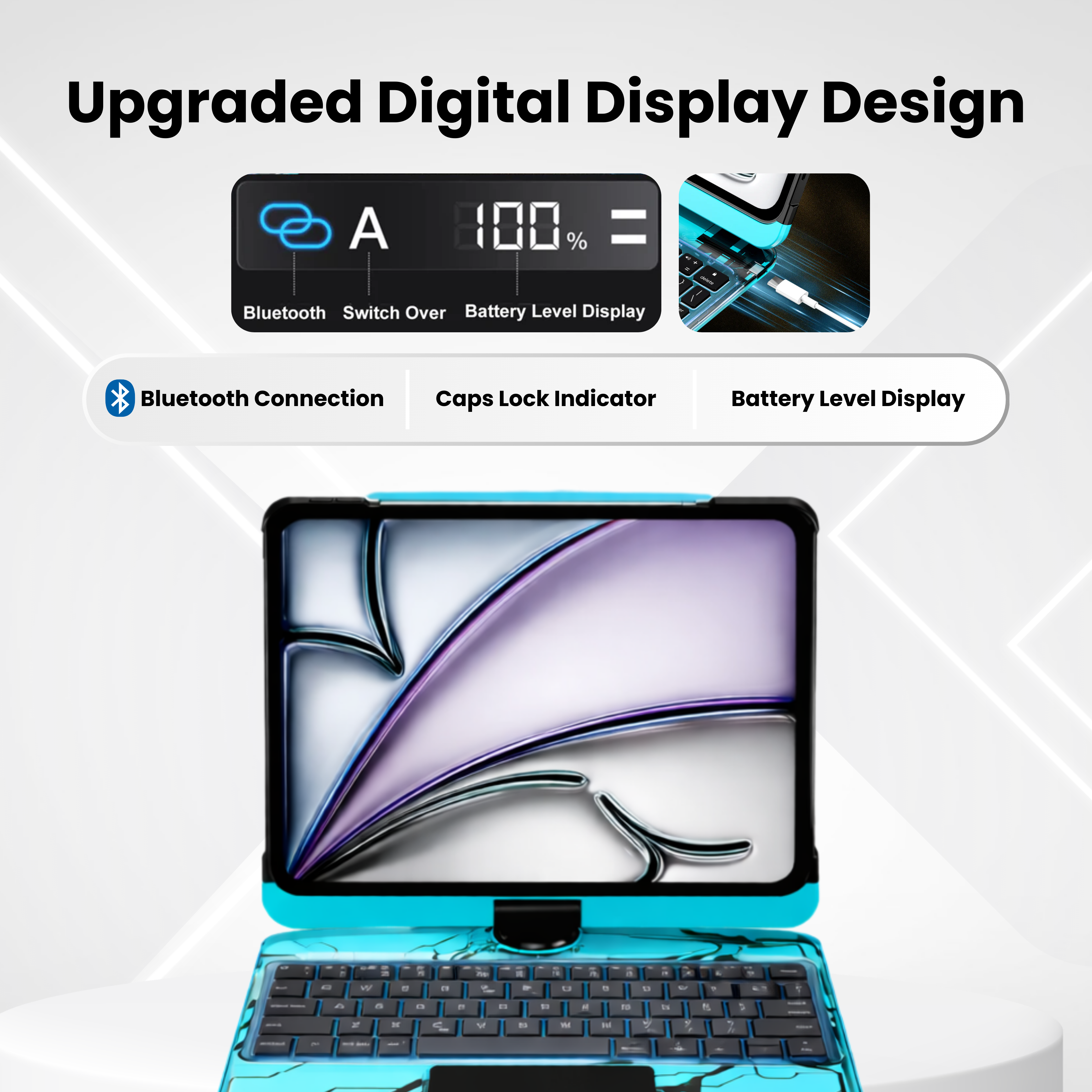 Solus Y2K Transparent Blue 360° Rotating iPad Keyboard Case