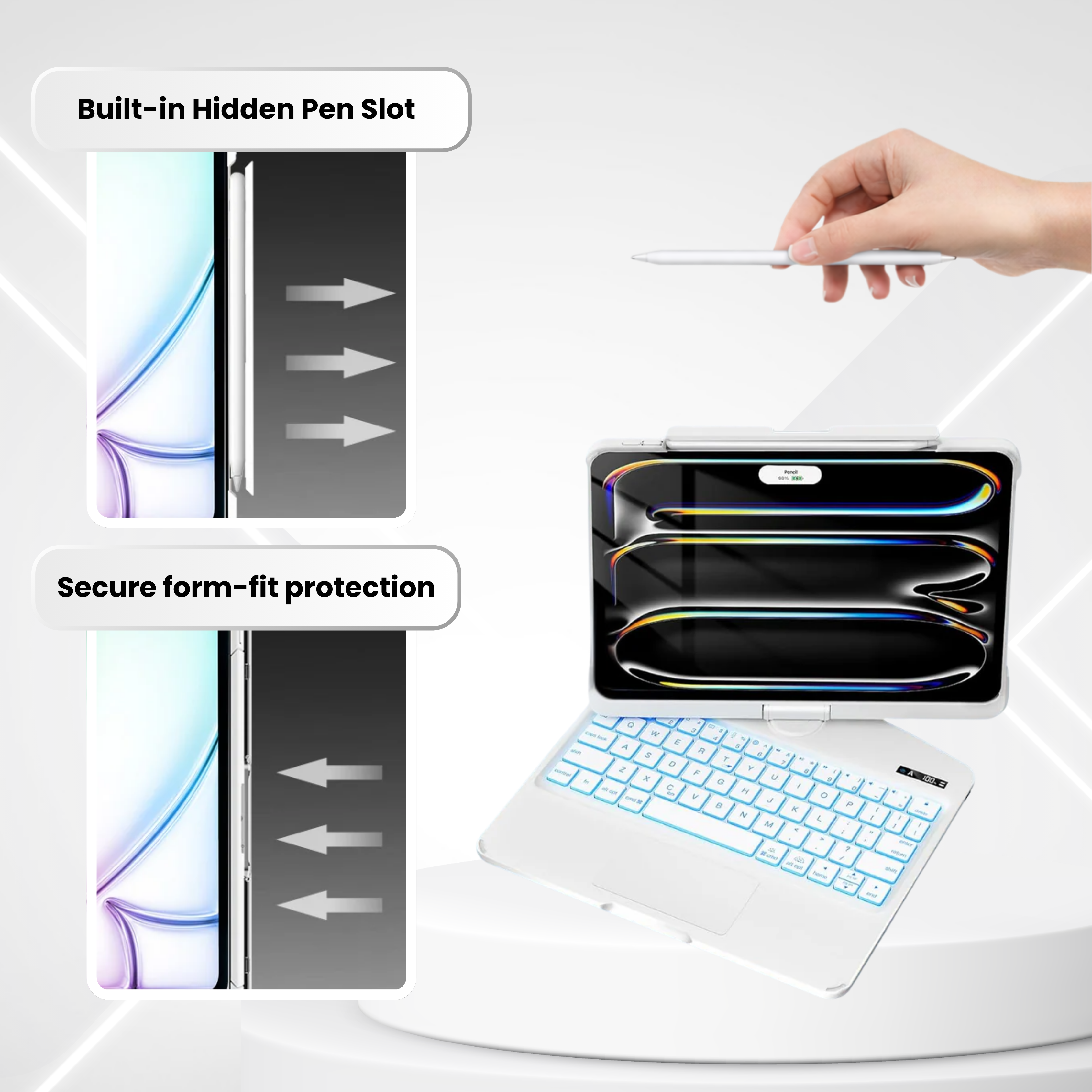 Solus White 360° Rotating iPad Keyboard Case